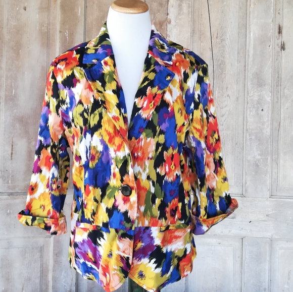 Bright Abstract Floral Blazer - Picture 2 of 8